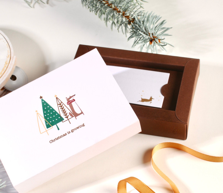 Caja para tarjetas regalo con estampado navideño Caja para tarjetas regalo con estampado navideño