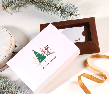 Caja para tarjetas regalo con estampado navideño