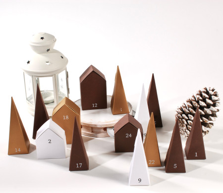 Calendario dell’Avvento casette e abeti – DIY riempibile