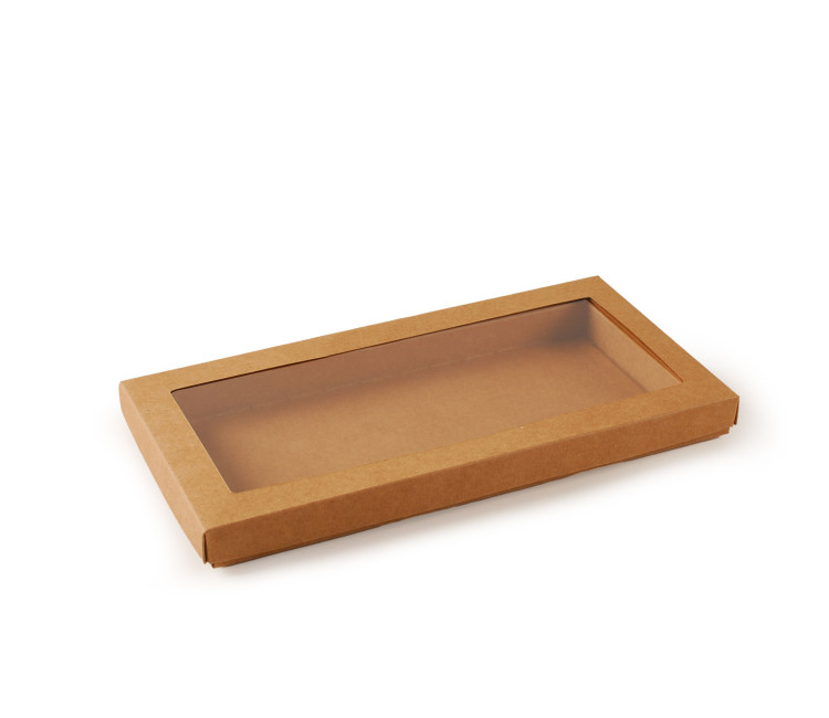 Cardboard box with window for cookies.