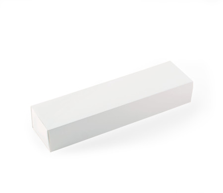 Long cardboard box for sushi with a sleeve.