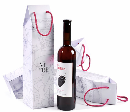 Weinflaschen-Geschenkbox mit Kordelgriff (Karton-Tragetasche)