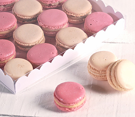 Kartontablett für Macarons mit transparentem Deckel