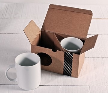 Kraft box for two mugs