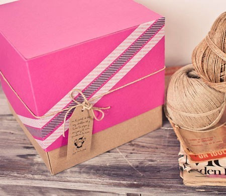 Caja Regalo Rosa con Cordón Kraft Caja Regalo Rosa con Cordón Kraft