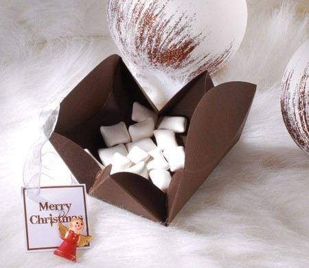 Triangular cardboard gift box for Christmas