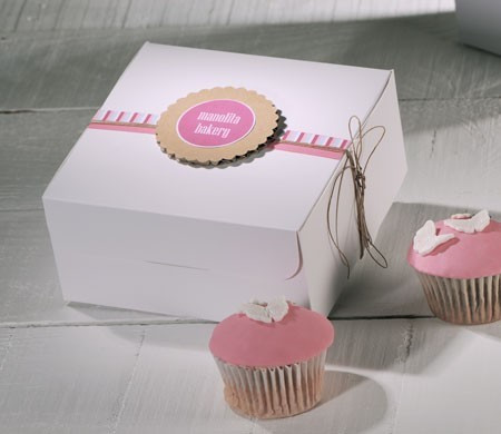 Box für 4 Cupcakes mit Rosa Dekoration | Verpackung für Konditoreien