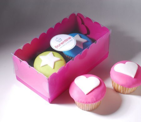 Boîte pour deux cupcakes en rose et noire