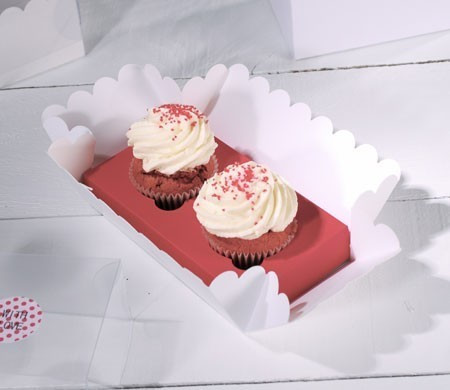 Boîte pour Deux Cupcakes avec des Boutons Boîte pour Deux Cupcakes avec des Boutons