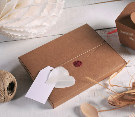Little box decorated with wax seal and feathers Little box decorated with wax seal and feathers