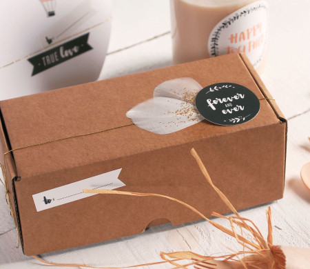 Gift box with feathers, for Valentine's Day