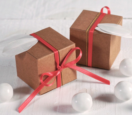 Square gift box with feathers