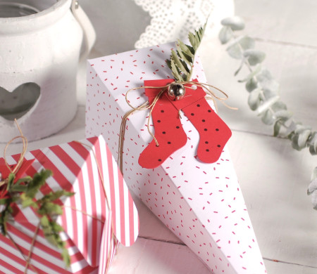 Cone Box in Red and White, for Christmas