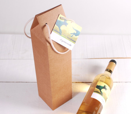 Scatola per vino con manici decorata