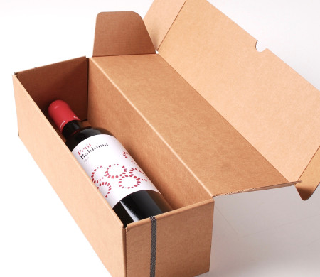 Decorated single oblong wine box