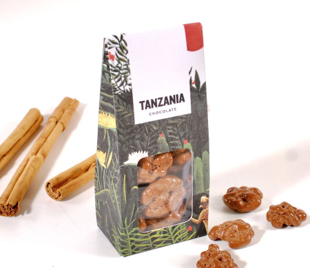 Caja con ventana para snacks de chocolate