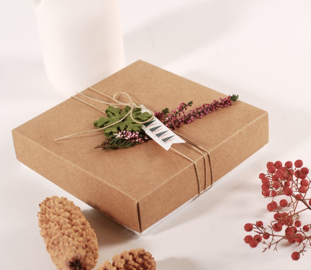 Pappschachtel für Pralinen Öko-Weihnachten