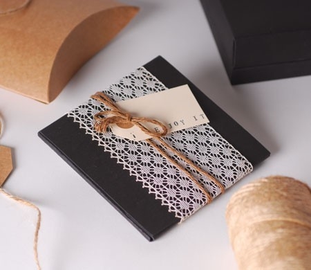 Gift box for a CD with lace edging decoration