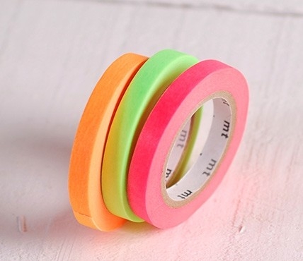 3 washi tape rolls neon colours