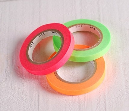 3 washi tapes colori fluorescenti