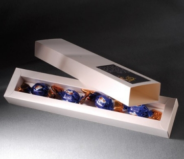 Elongated gift box for chocolates