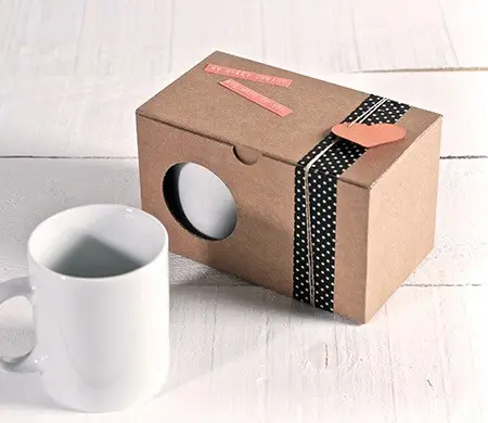 Caja kraft para dos tazas