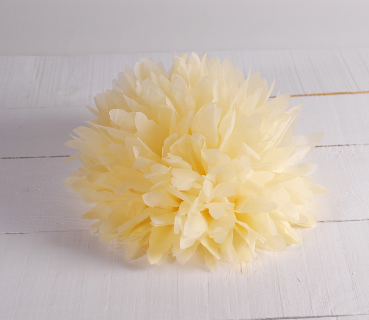 Pompon en papier crépon couleur ivoire Pompon en papier crépon couleur ivoire