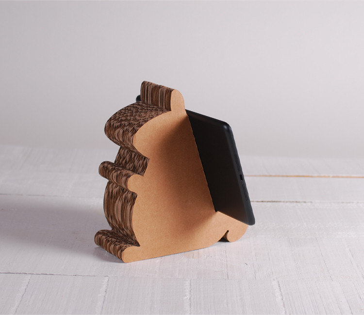 Squirrel shaped cardboard iPad stand
