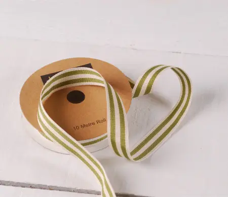 E Cd Green Stripe Grosgrain Ribbon | SelfPackaging