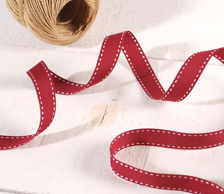 Red stitched ribbon