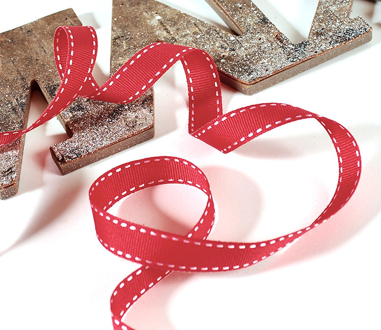 Nastro 25mm - Grosgrain a pois - rosso/bianco