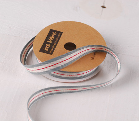 Grey and Red Grosgrain ribbon