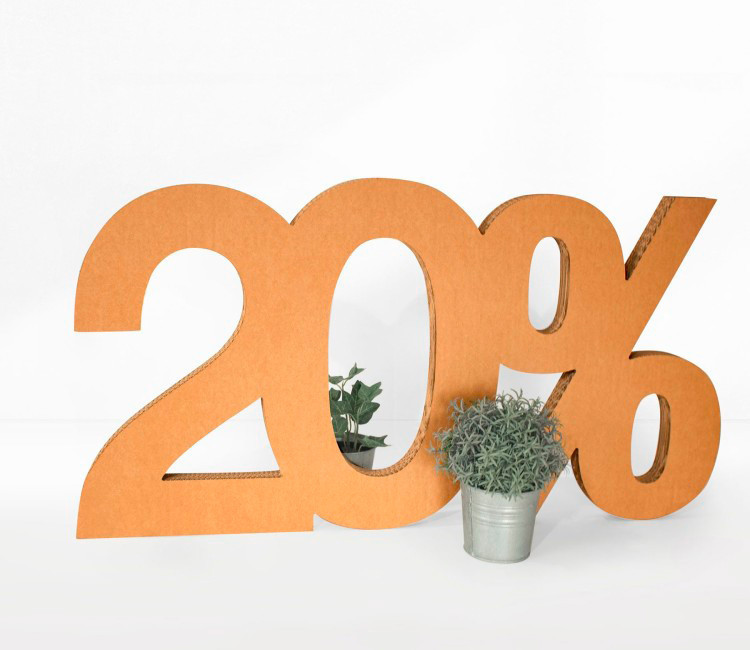 Porcentaje de cartón, ideal para rebajas en tiendas Porcentaje de cartón, ideal para rebajas en tiendas