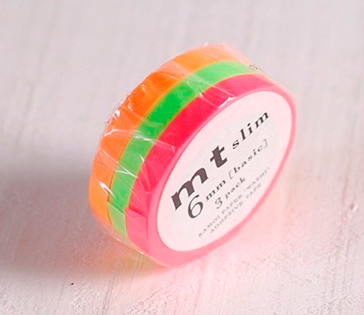 3 Washi-Tapes in fluoreszierenden Farben
