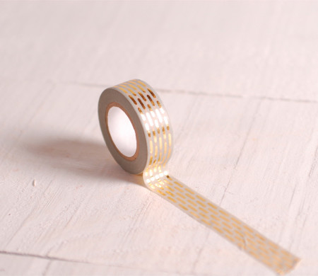 Washi tape gris con estampado dorado