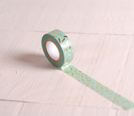 Washi tape menthe confettis dorés
