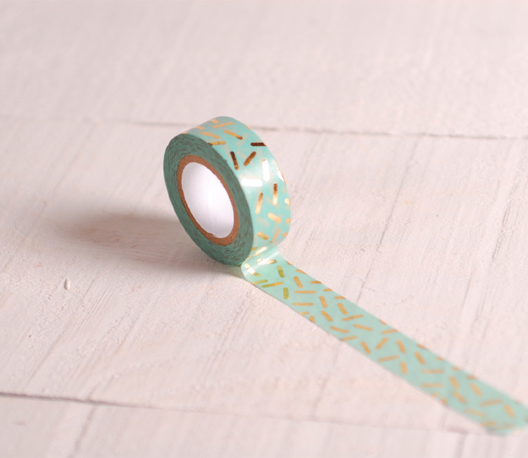 Washi tape menta coriandoli dorati