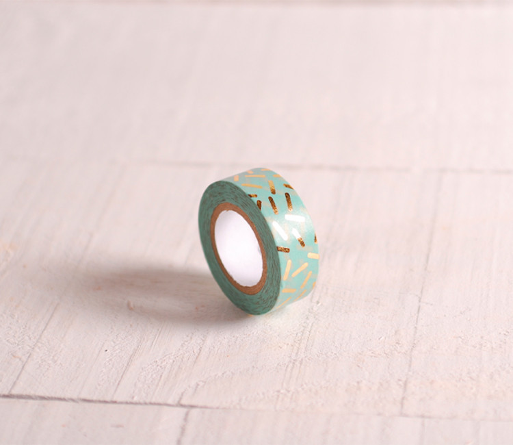 Washi tape menta confeti dorado Washi tape menta confeti dorado