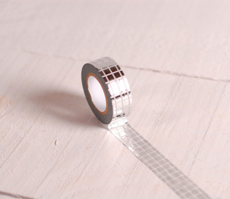 Washi tape à carreaux argentés