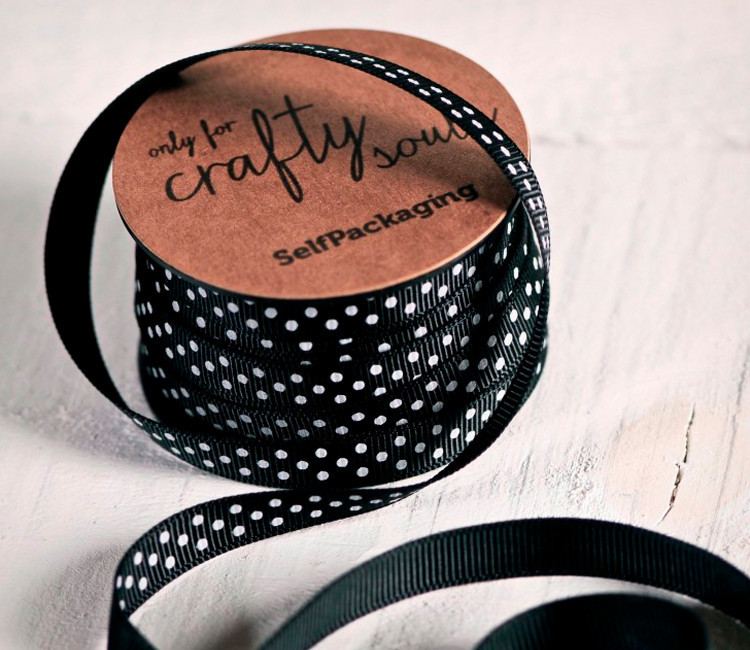 Nastro Grosgrain Nero a Pois | SelfPackaging