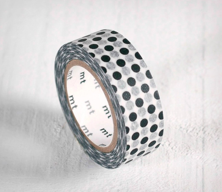Washi Tape con Topos en Color Negro Washi Tape con Topos en Color Negro