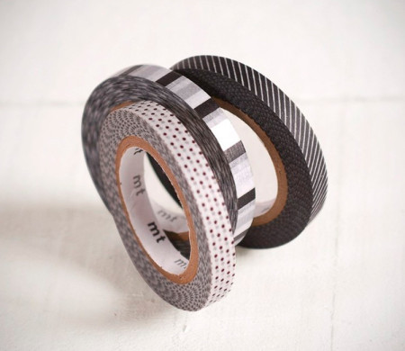 3 Washi tapes printed in black and white