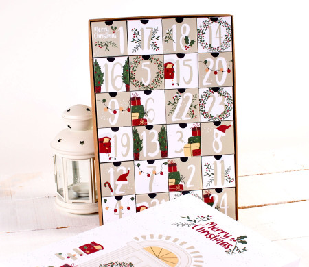 Advent calendar with fillable boxes