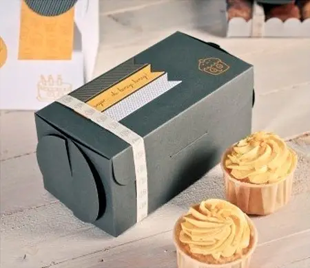 Caja gris para dos cupcakes