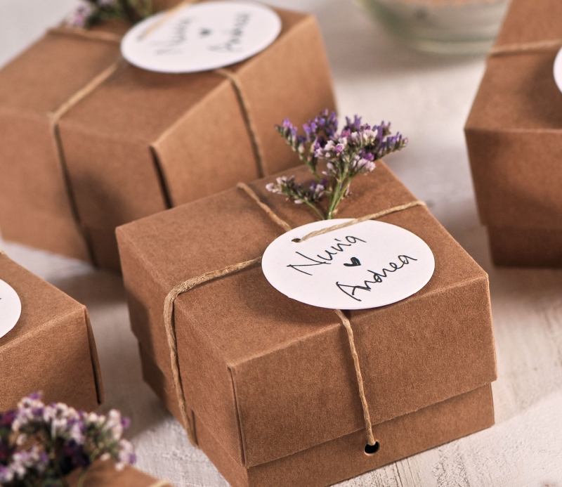 ECO KRAFT Small Natural GIFT BOXES Wedding Favour Chocolate BoxFREE Tags 