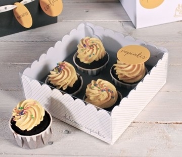 Caja transparente para 4 cupcakes