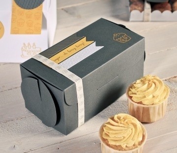 Graue Box für zwei Cupcakes