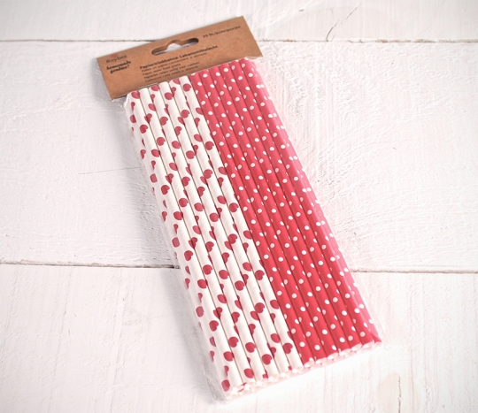 Red decorated paper straws
