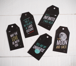 Set mit 10 Geschenketiketten „Universum“