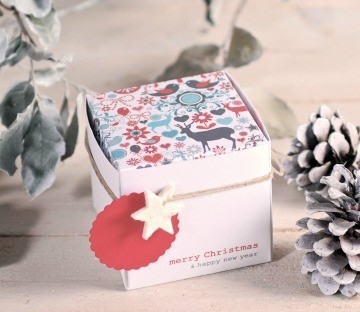 Square box with a Christmas print